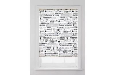 HOME Kitchen Rules Roller Blind - 4ft - Black and Cream